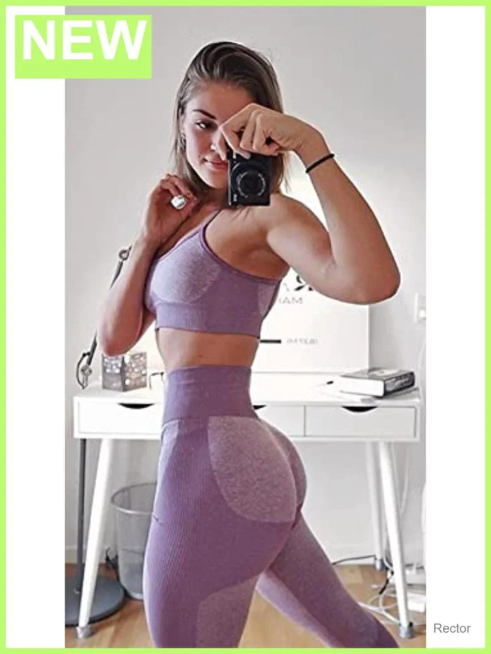 Seamless Workout Set 2 Piece Criss-Cross Sports Bra Compression Leggings